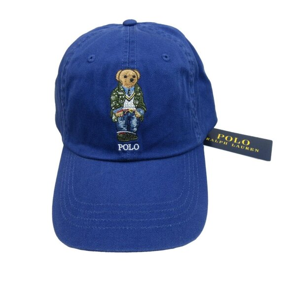 Polo Ralph Lauren Bear Twill Ball Cap Hat Royal Blue OS Adjustable NEW